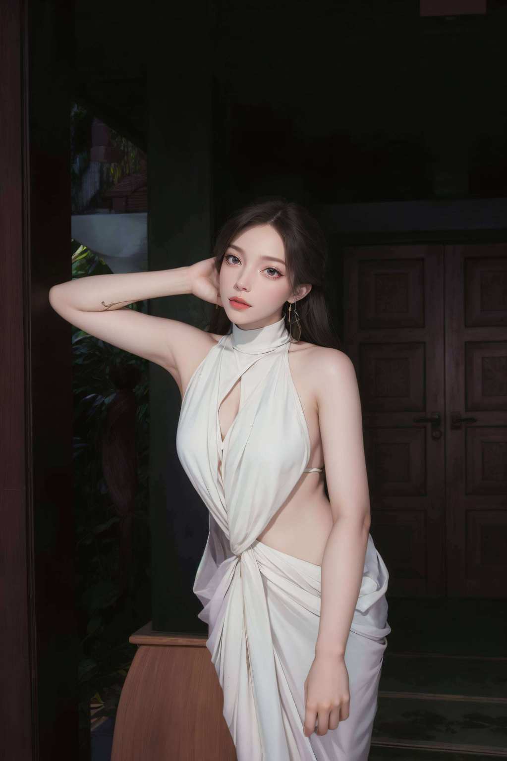 她身着翠绿罗裙犹如画中人